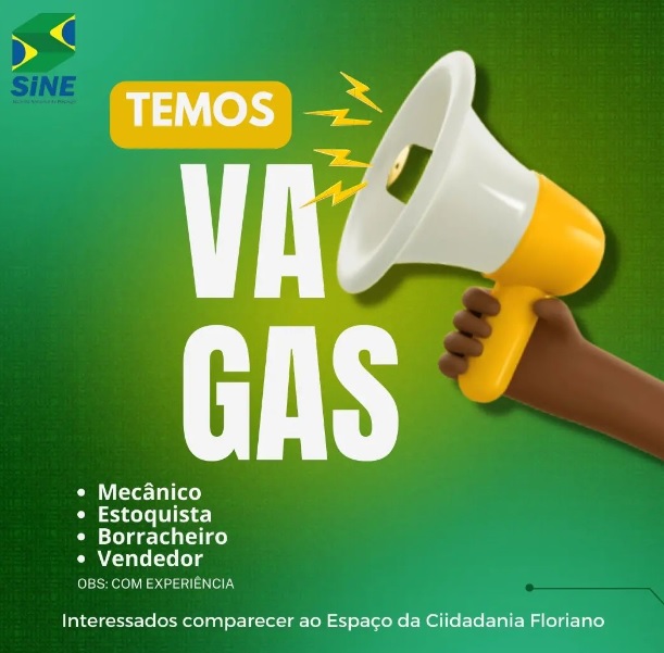 Sine oferece vagas de emprego em Floriano