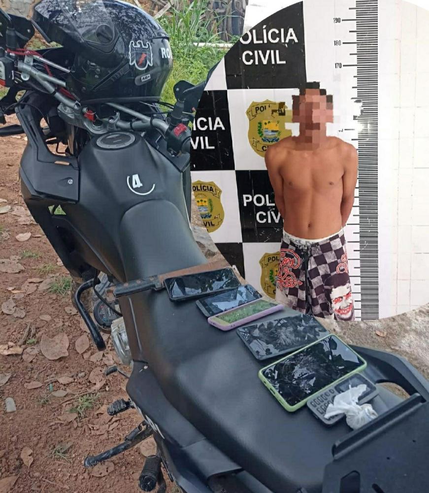 Polícia Militar prende foragido e recupera moto e celulares em Floriano