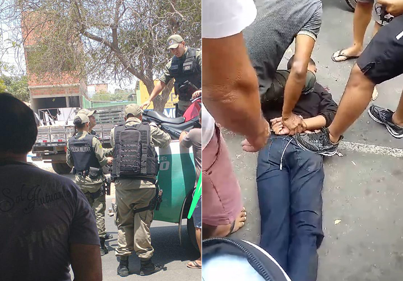 Suspeito é amarrado após agredir a coronhadas idoso em tentativa de assalto no Piauí