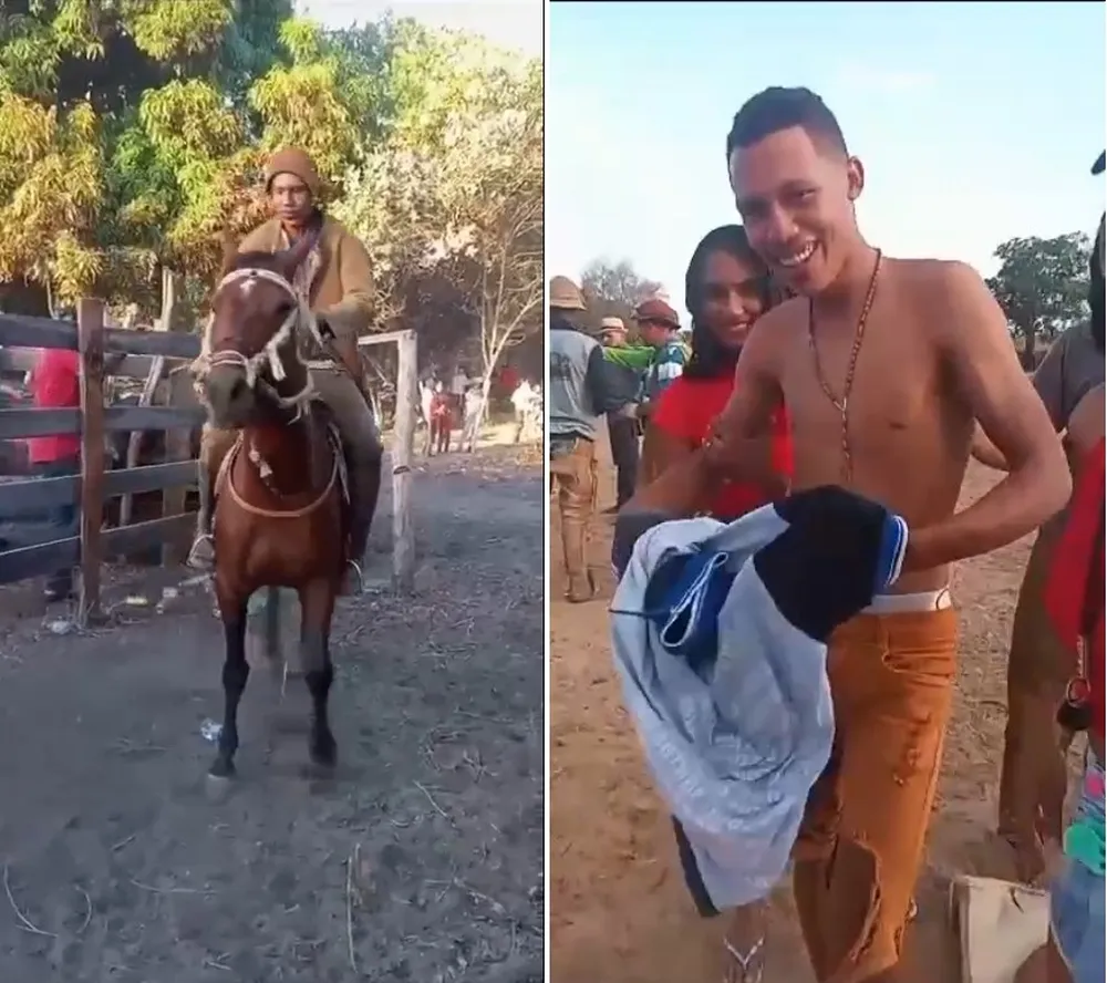 Cavalo acompanha velório e 'se despede' de vaqueiro de 16 anos morto em competição no Piauí