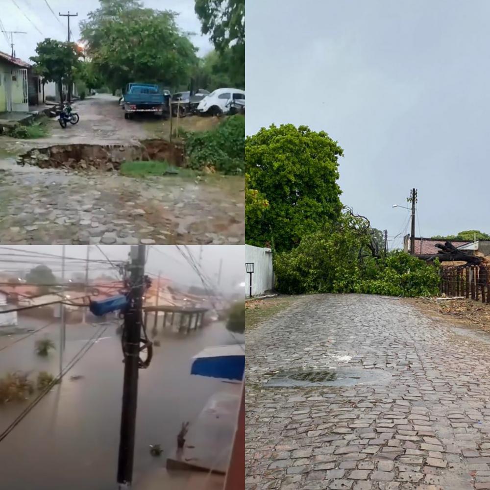 Chuva e vento forte causam estragos nas ruas de Floriano-PI
