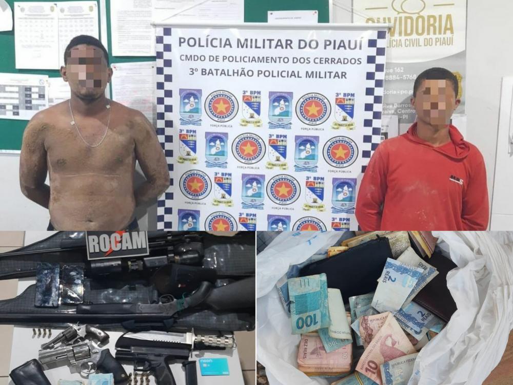 Polícia Militar prende dupla fortemente armada e quase R$12mil em espécie