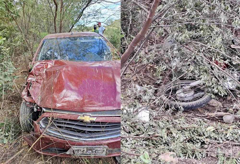 Colisão entre carro e moto deixa casal morto na Br-135 em Bertolínia