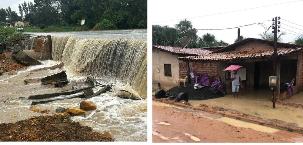 Casas desabam e rodovia PI-135 fica parcialmente destruída após forte chuva em Guadalupe
