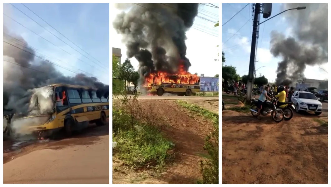 Alunos pulam janelas após ônibus escolar pegar fogo em Coroatá, no Maranhão