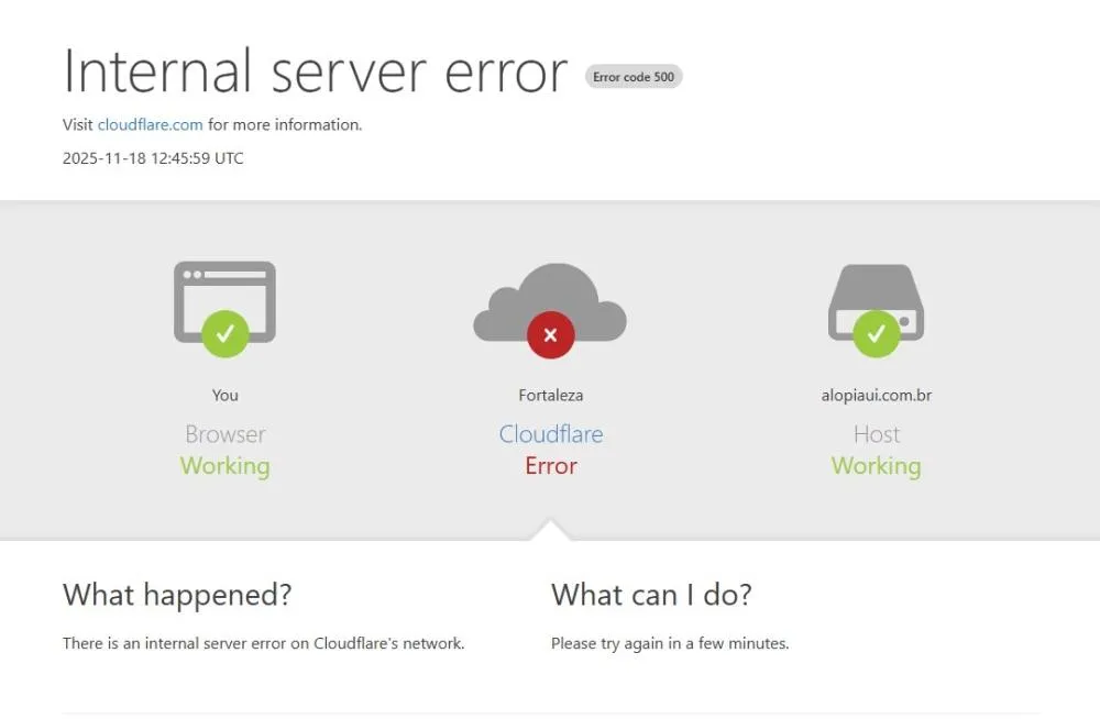 Falha global da Cloudflare derruba X, ChatGPT, Canva e outros sites