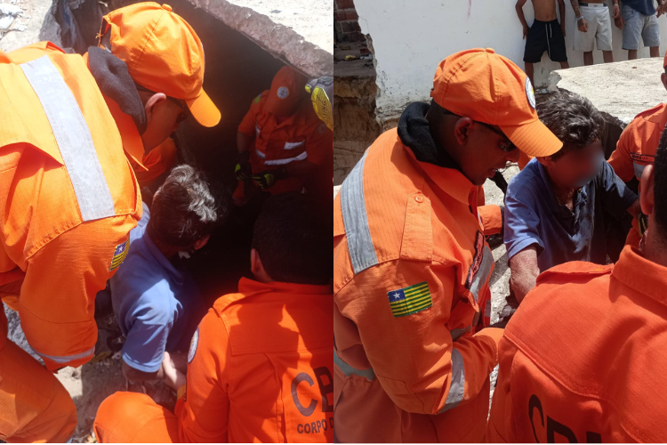 Idoso de 72 anos cai em vala de dois metros e é resgatado em Parnaíba